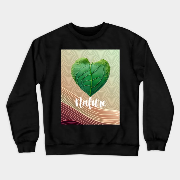 Love Nature No. 3: Green Valentine's Day on a Dark Background Crewneck Sweatshirt by Puff Sumo